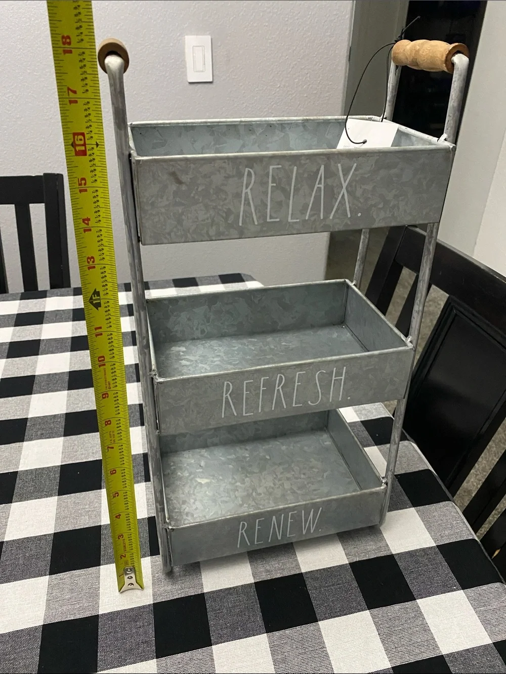 Rae Dunn Galvanized Metal 3-Tier Bath Organizer - Relax Refresh Renew